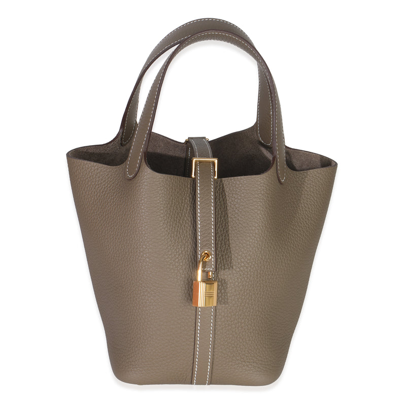 Etoupe Clemence Picotin Lock 18 PM GHW