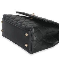 Black Quilted Caviar Mini Coco Top Handle Handbag