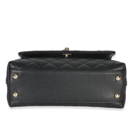Black Quilted Caviar Mini Coco Top Handle Handbag