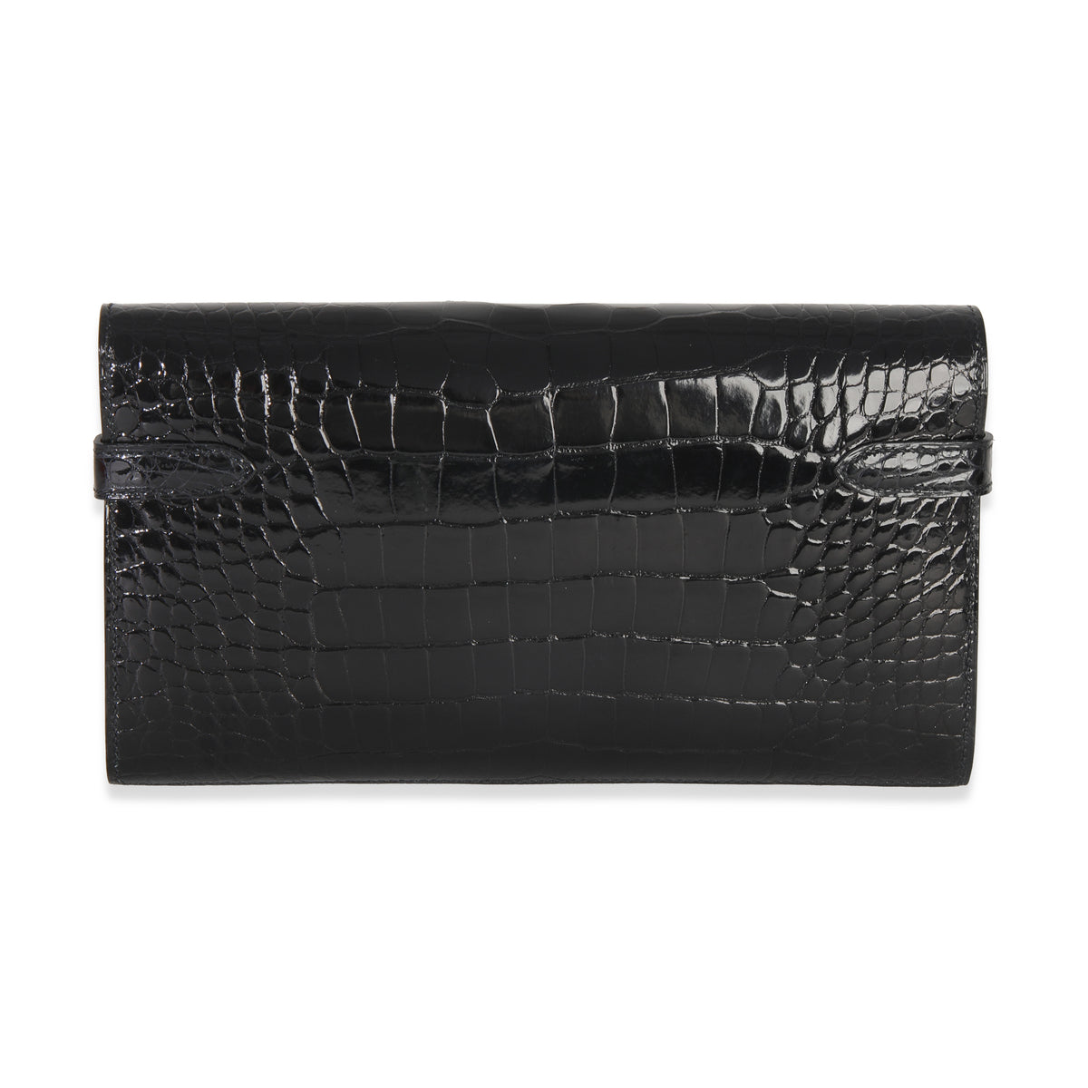 Black Shiny Alligator Kelly Longue Wallet GHW