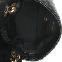 Black Quilted Grained Lambskin Mini Flap