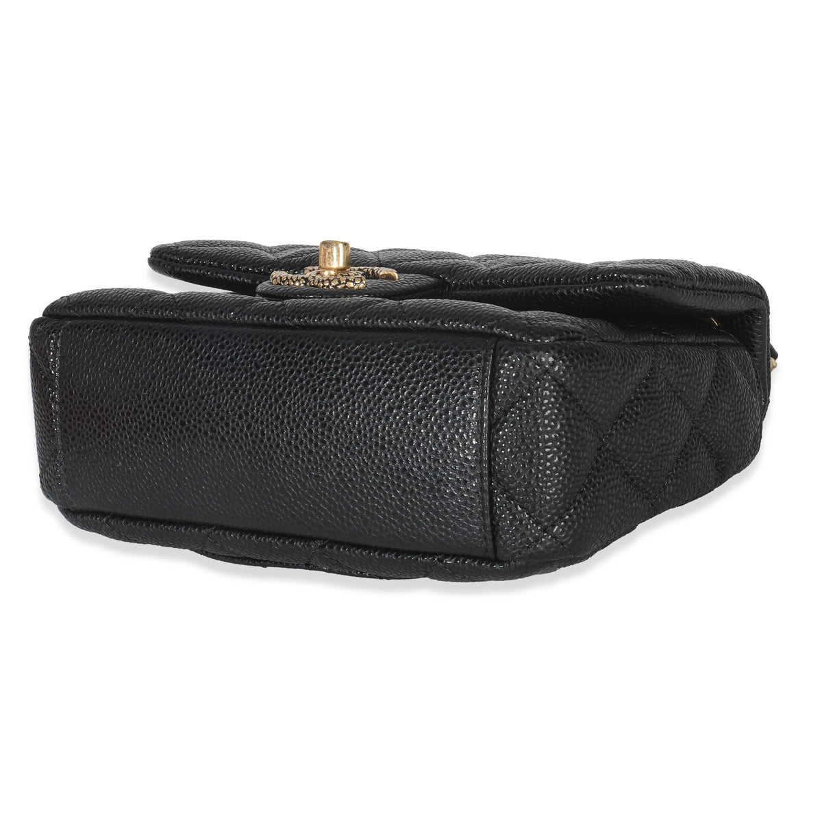 Black Quilted Grained Lambskin Mini Flap