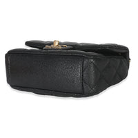 Black Quilted Grained Lambskin Mini Flap