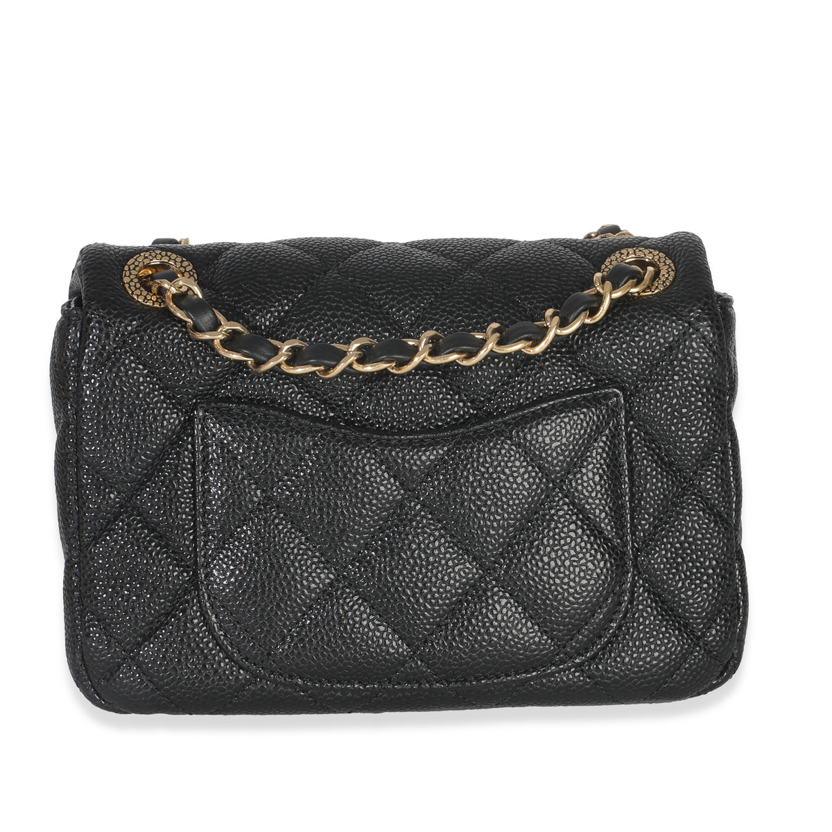 Black Quilted Grained Lambskin Mini Flap