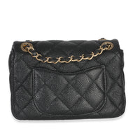 Black Quilted Grained Lambskin Mini Flap