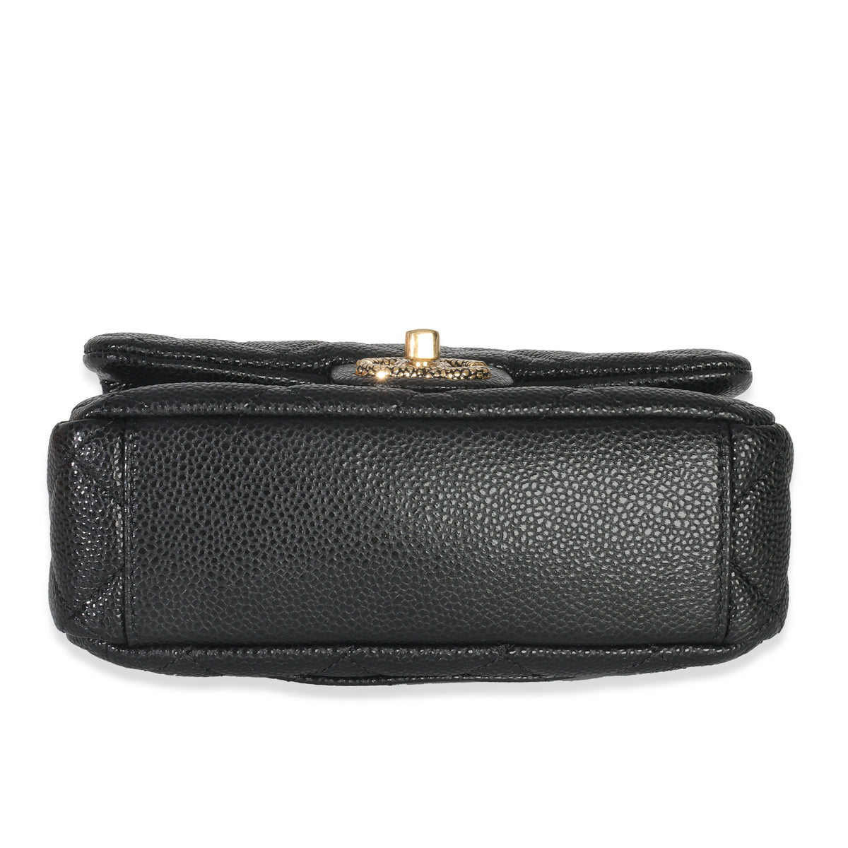 Black Quilted Grained Lambskin Mini Flap