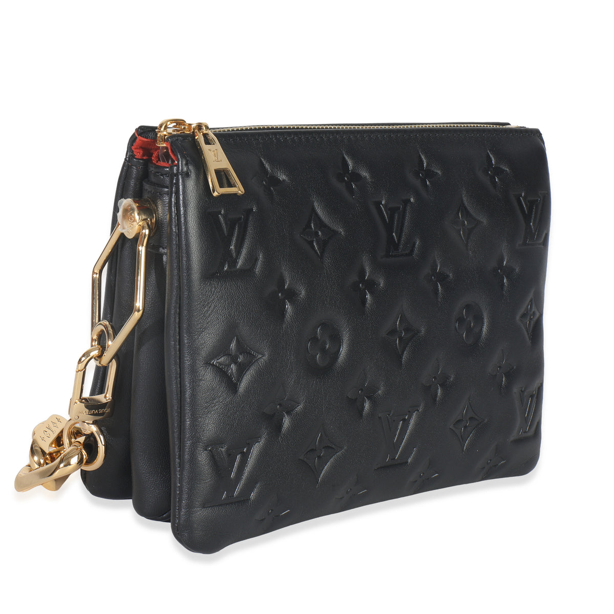 Black Monogram Embossed Lambskin Coussin BB