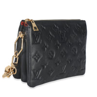 Black Monogram Embossed Lambskin Coussin BB