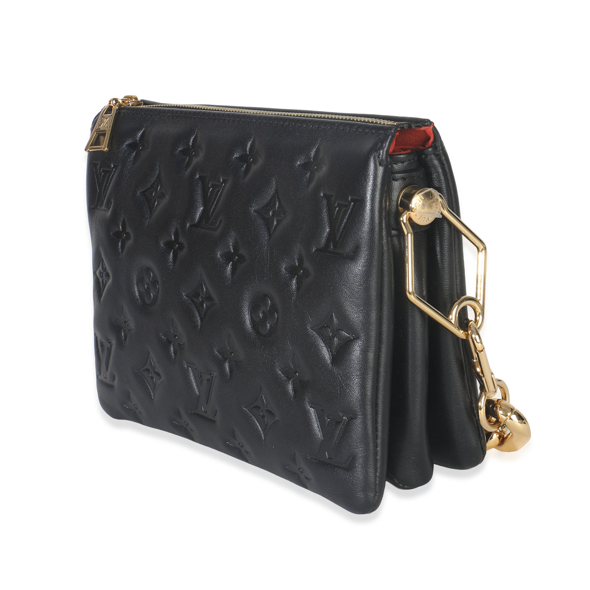 Black Monogram Embossed Lambskin Coussin BB