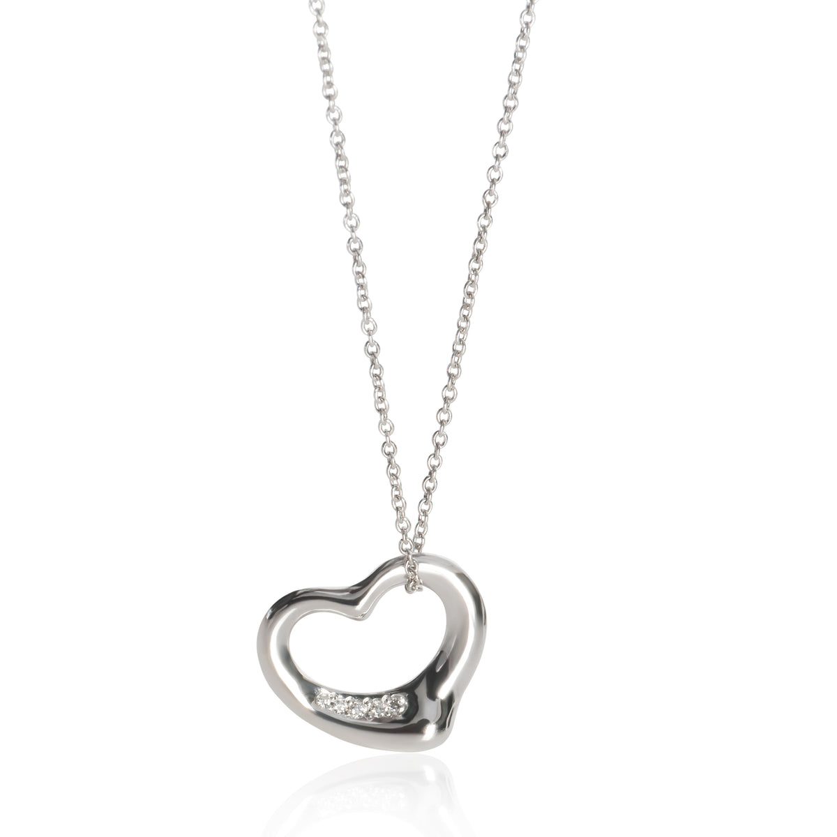 Platinum Diamond Elsa Peretti Open Heart Pendant