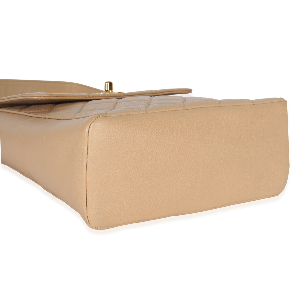 Vintage 24K Beige Quilted Caviar CC Shoulder Handbag