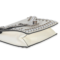 White Studded Saffiano Mini Sound Top Handle Crossbody Bag
