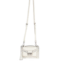 White Studded Saffiano Mini Sound Top Handle Crossbody Bag