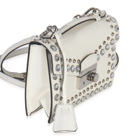 White Studded Saffiano Mini Sound Top Handle Crossbody Bag