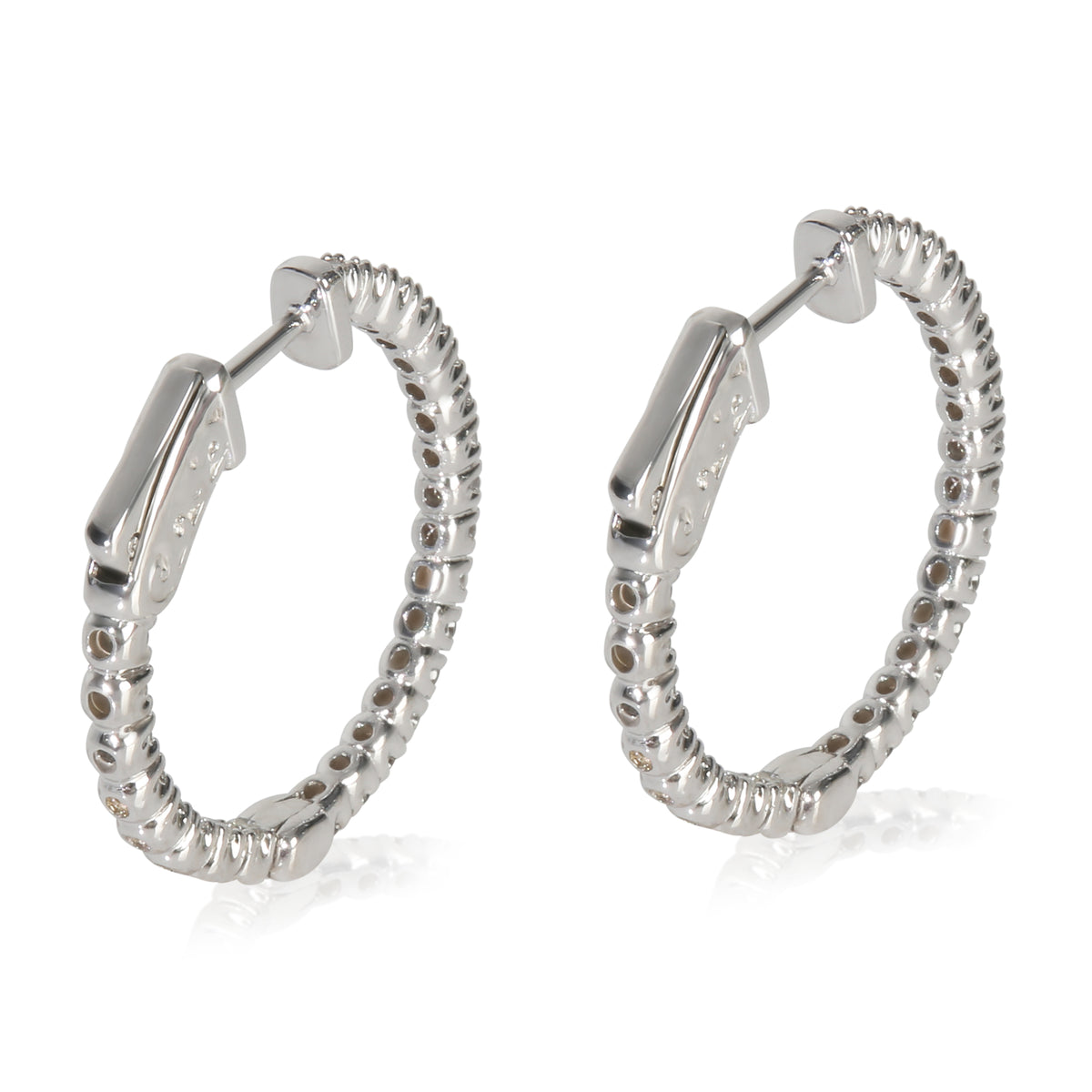 White Gold Diamond In & Out Hoop Earrings