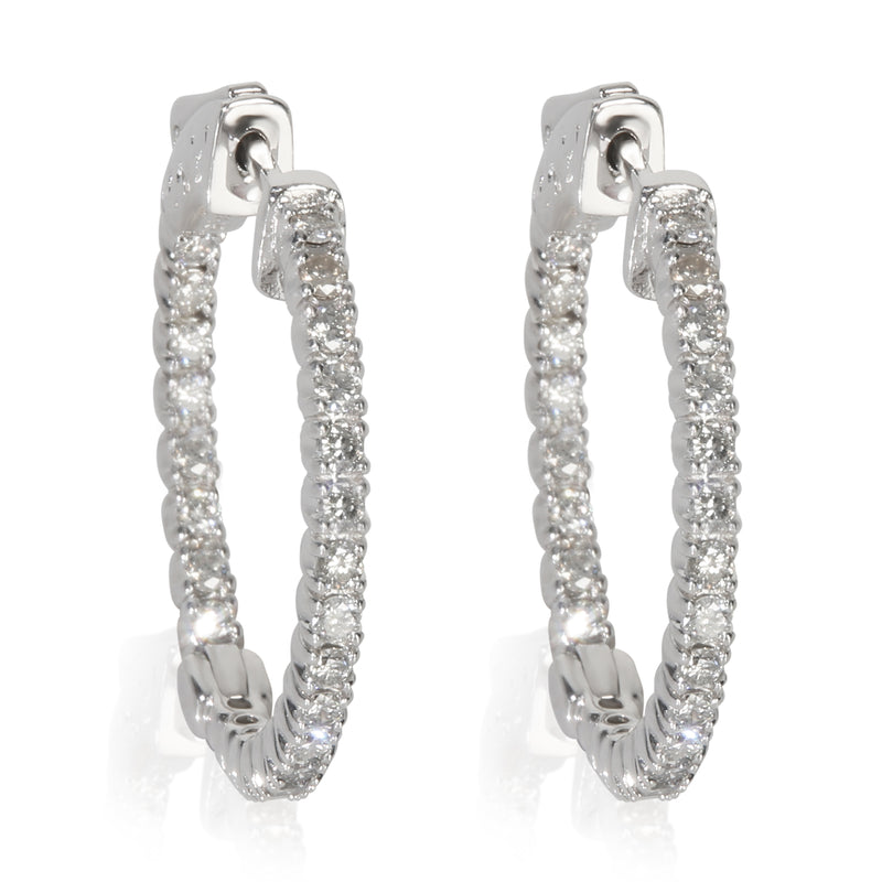 White Gold Diamond In & Out Hoop Earrings