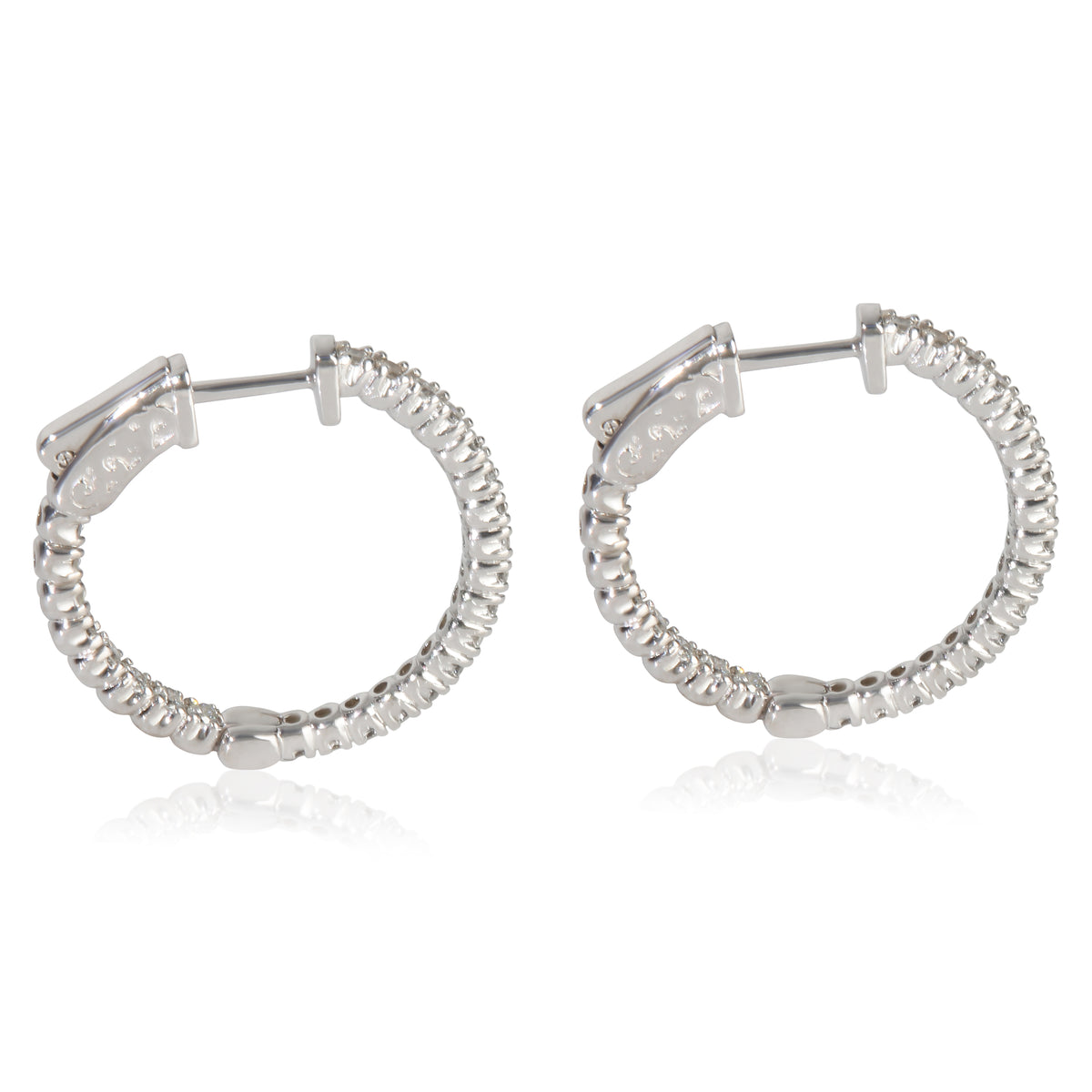 White Gold Diamond In & Out Hoop Earrings