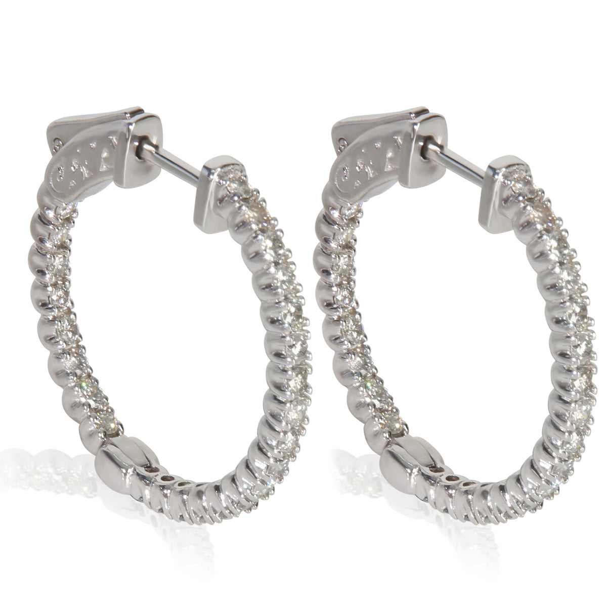 White Gold Diamond In & Out Hoop Earrings