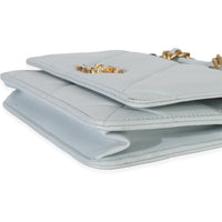 Pale Blue Quilted Lambskin Chanel 19 Wallet on Chain