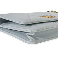 Pale Blue Quilted Lambskin Chanel 19 Wallet on Chain