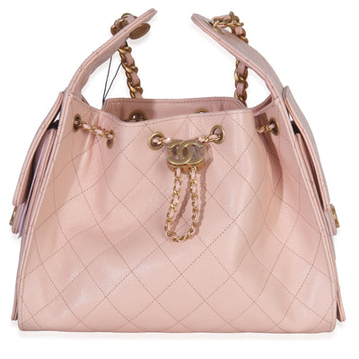 Pink Quilted Caviar Small Chanel 25 Hobo Handbag