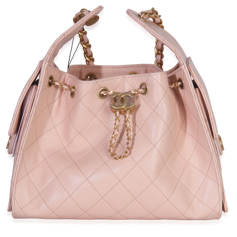 Pink Quilted Caviar Small Chanel 25 Hobo Handbag
