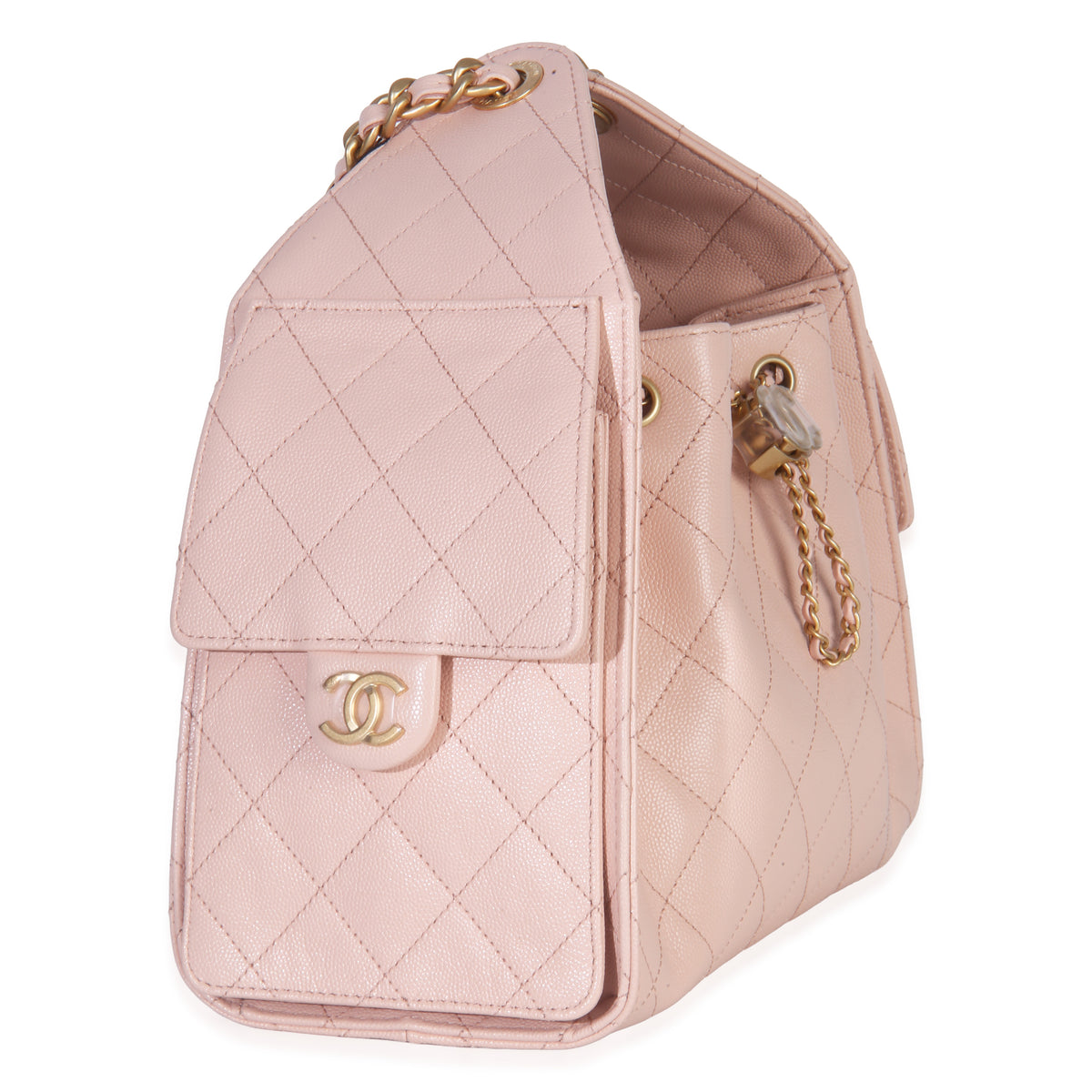 Pink Quilted Caviar Small Chanel 25 Hobo Handbag