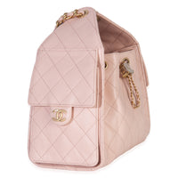 Pink Quilted Caviar Small Chanel 25 Hobo Handbag