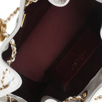 White Quilted Caviar Mini Chanel 25 Hobo Handbag