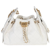 White Quilted Caviar Mini Chanel 25 Hobo Handbag