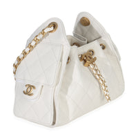 White Quilted Caviar Mini Chanel 25 Hobo Handbag