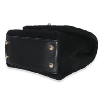 Black Quilted Velvet Crystal Extra Mini Coco Handle Flap Bag