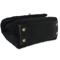 Black Quilted Velvet Crystal Extra Mini Coco Handle Flap Bag