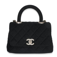 Black Quilted Velvet Crystal Extra Mini Coco Handle Flap Bag