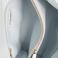 Light Blue Quilted Caviar Medium Coco Top Handle Handbag