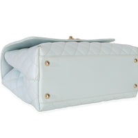 Light Blue Quilted Caviar Medium Coco Top Handle Handbag
