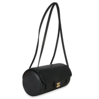 26P Black Grained Shiny Calfskin Small Bowling Bag