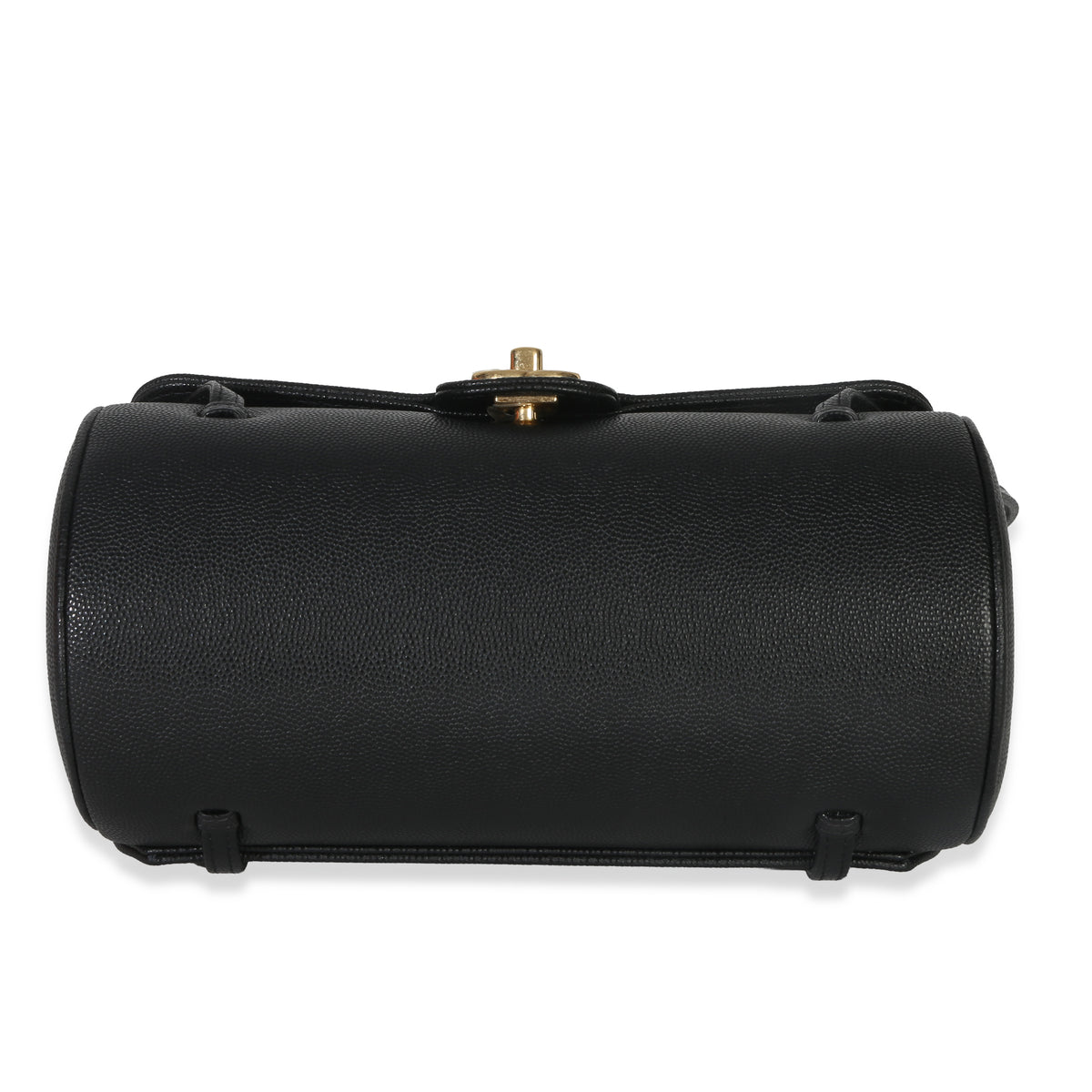 26P Black Grained Shiny Calfskin Small Bowling Bag