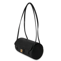 26P Black Grained Shiny Calfskin Small Bowling Bag