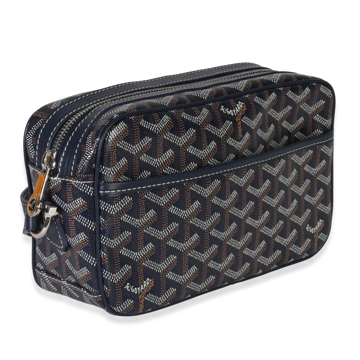 Navy Goyardine Canvas Sac Cap Vert