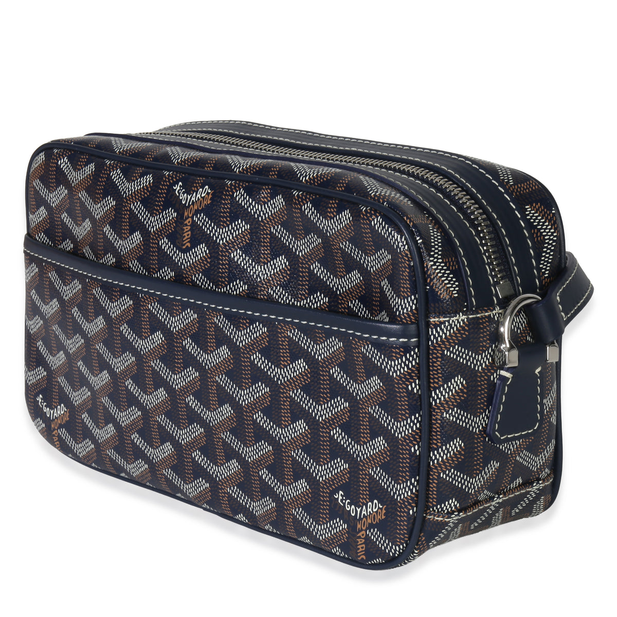 Navy Goyardine Canvas Sac Cap Vert