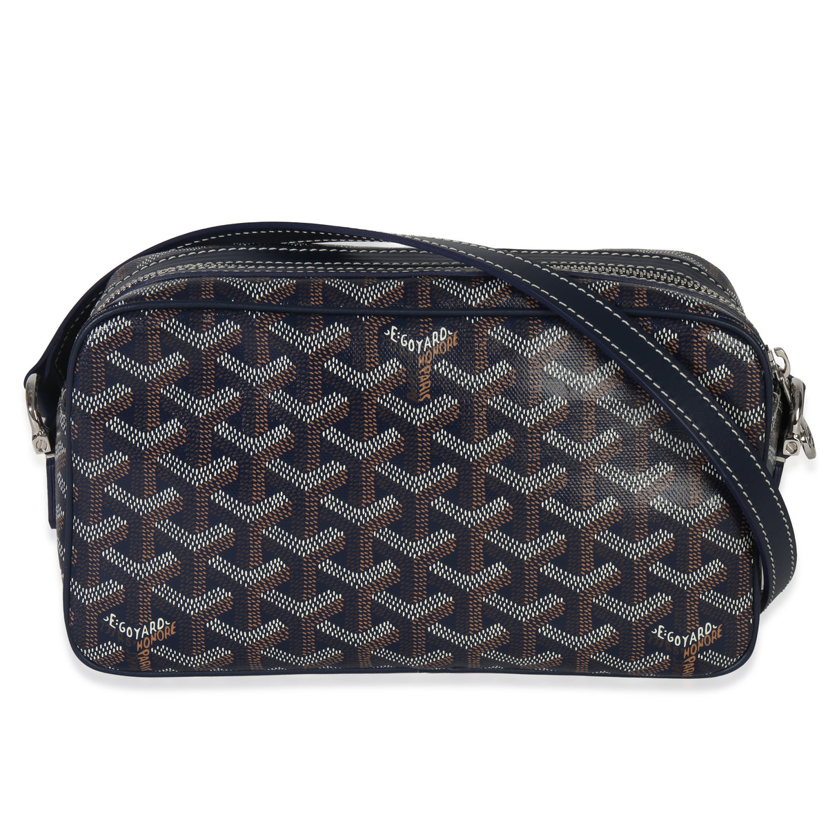 Navy Goyardine Canvas Sac Cap Vert