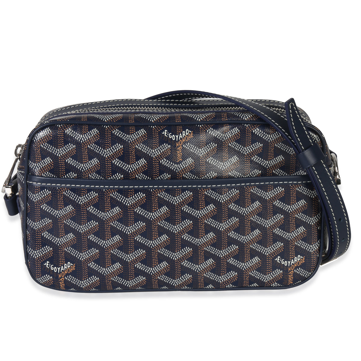 Navy Goyardine Canvas Sac Cap Vert