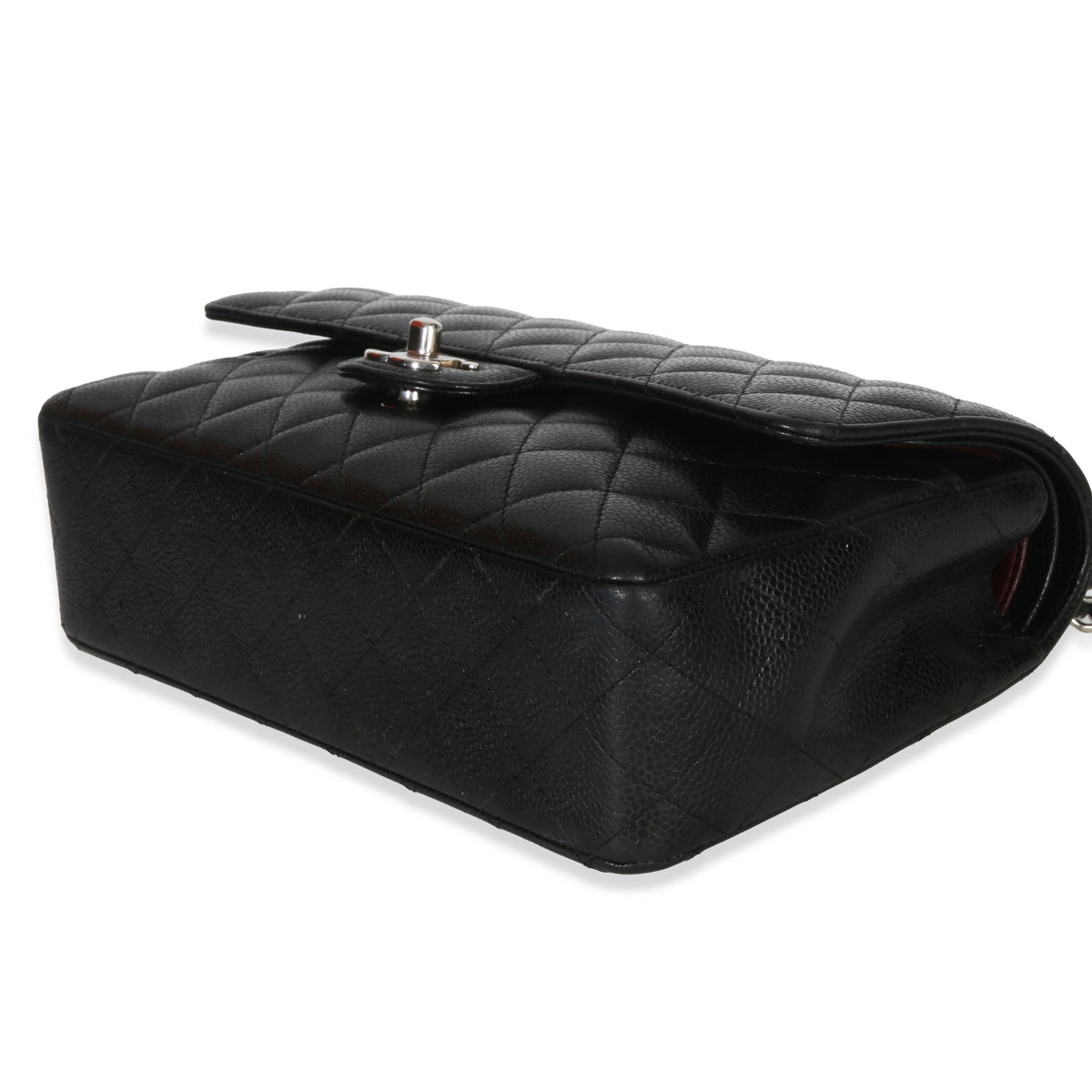 Black Quilted Caviar Medium Classic Double Flap Handbag