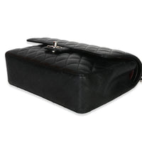 Black Quilted Caviar Medium Classic Double Flap Handbag
