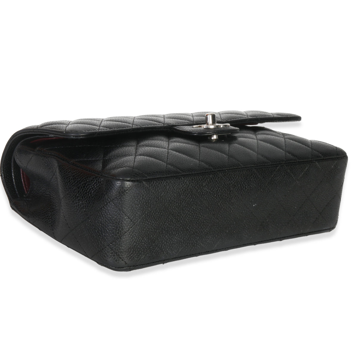 Black Quilted Caviar Medium Classic Double Flap Handbag