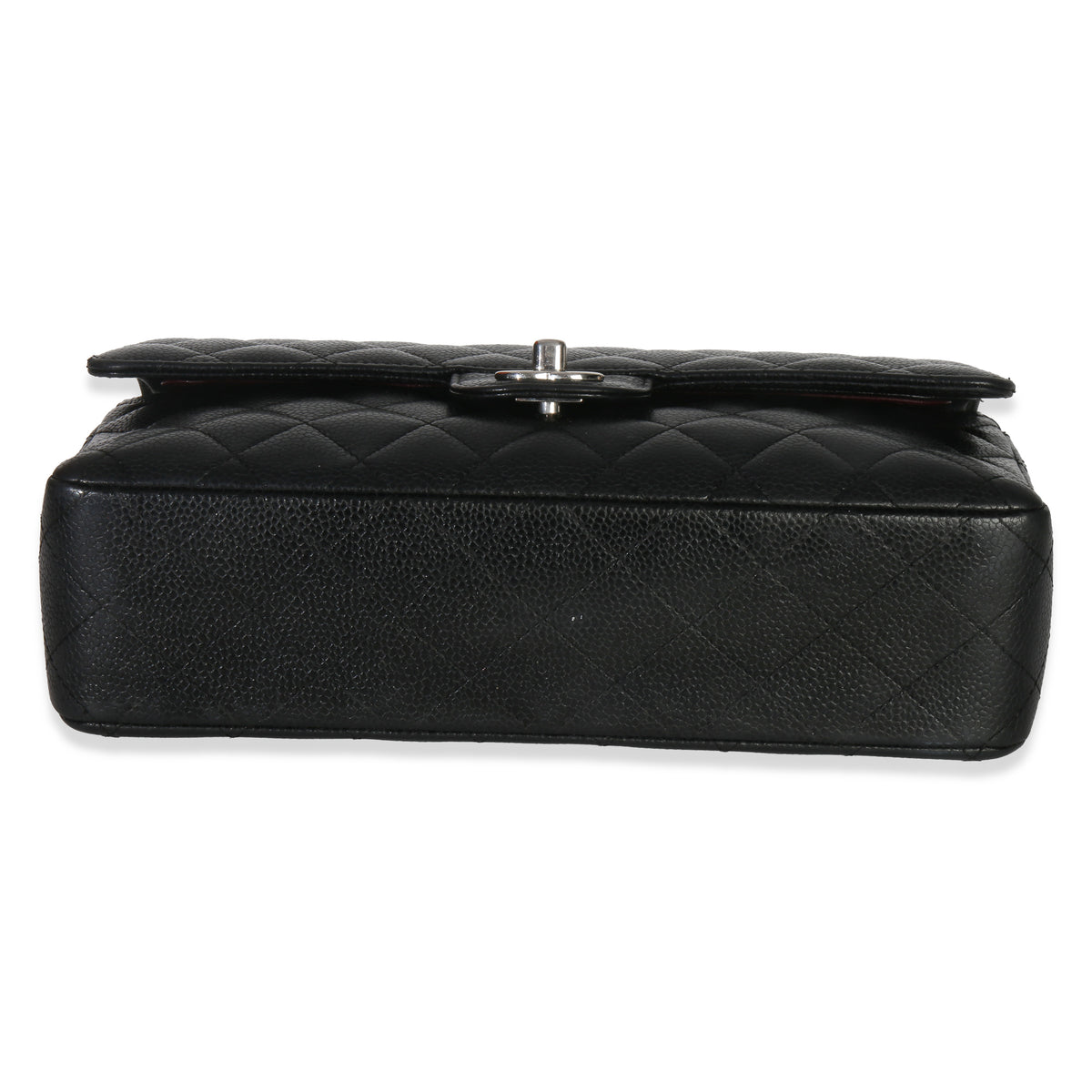 Black Quilted Caviar Medium Classic Double Flap Handbag