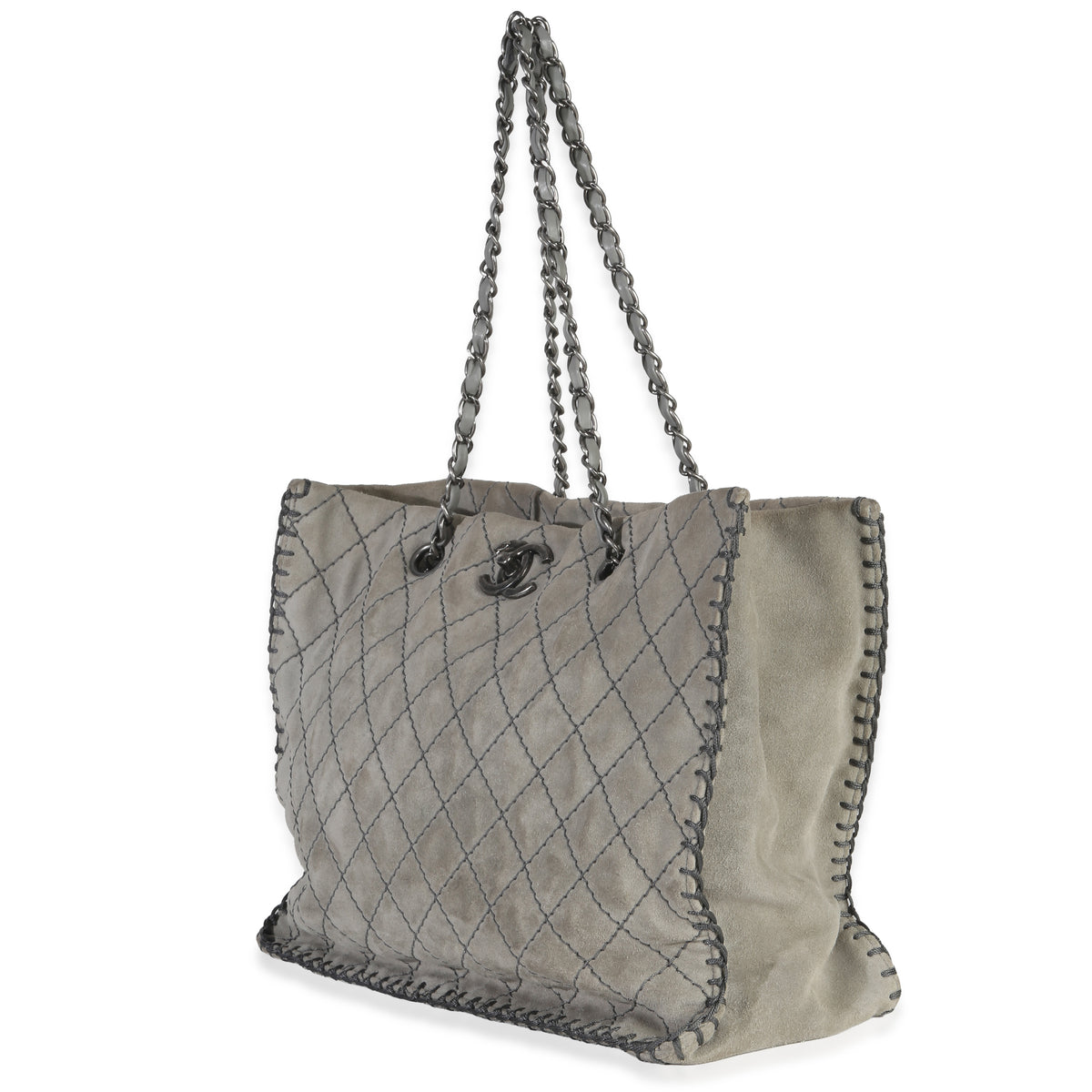 Grey Quilted Suede Wild Stitch Jumbo CC Tote