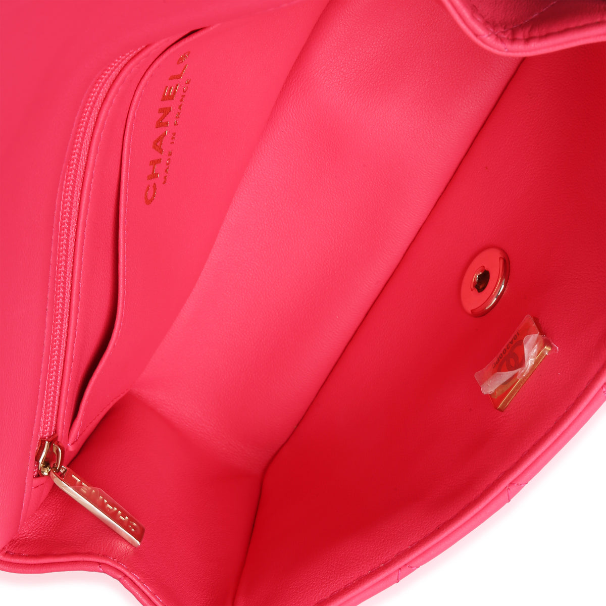 Dark Pink Quilted Lambskin Mini Rectangular Top Handle Flap Bag