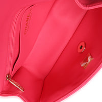 Dark Pink Quilted Lambskin Mini Rectangular Top Handle Flap Bag